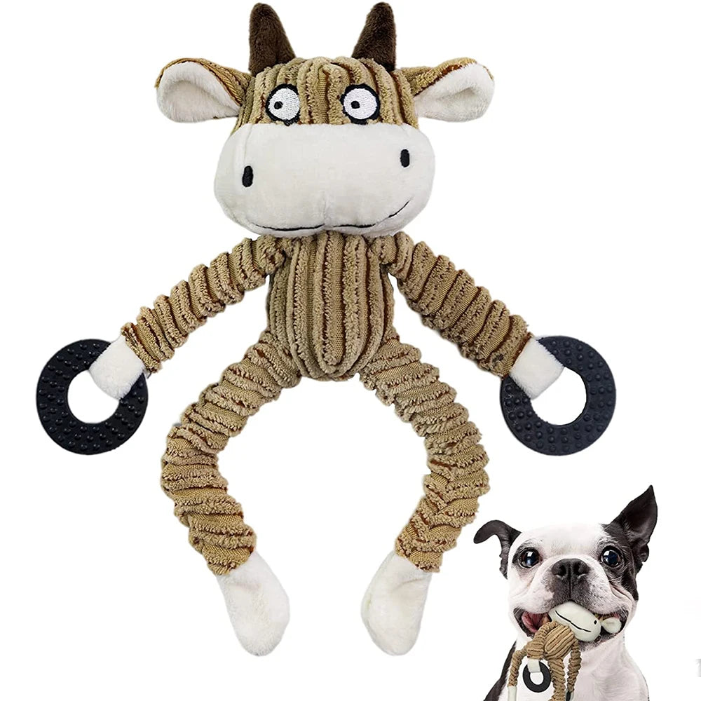 Juguete de Peluche Chirriante para Perros - Mono, Vaca y Osito