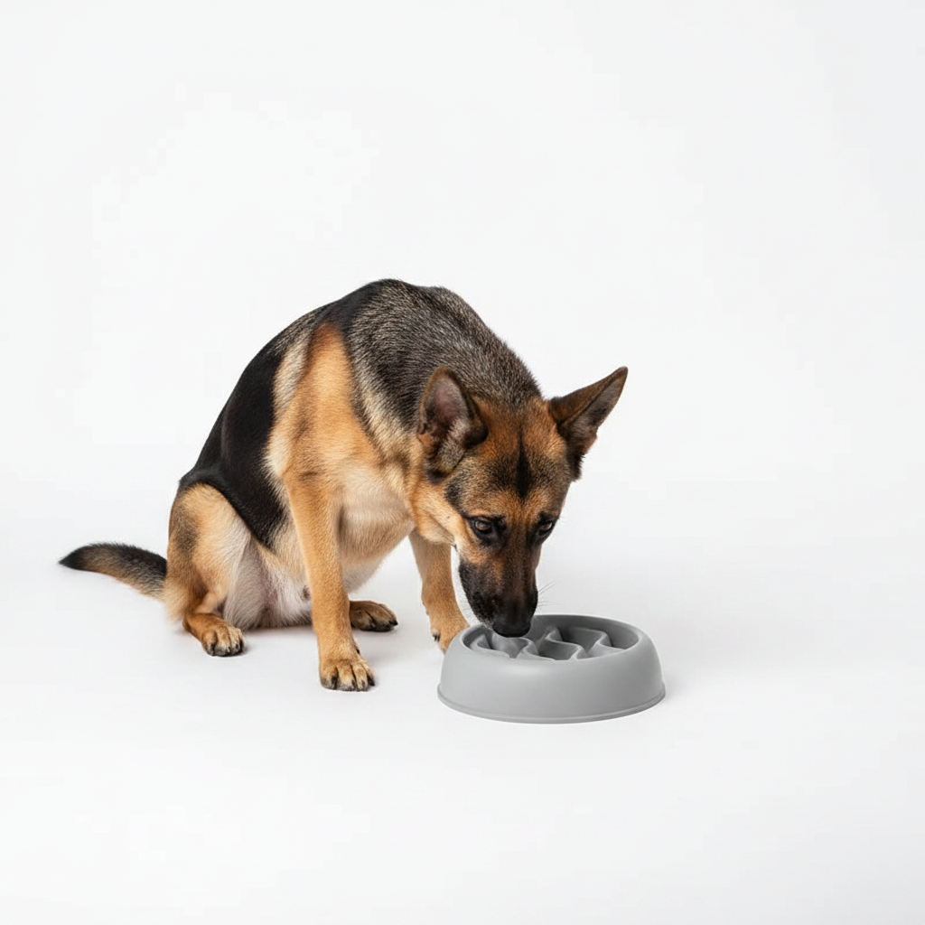 Comedero con Huellitas de Comida Lenta para Perros y Gatos - Gris