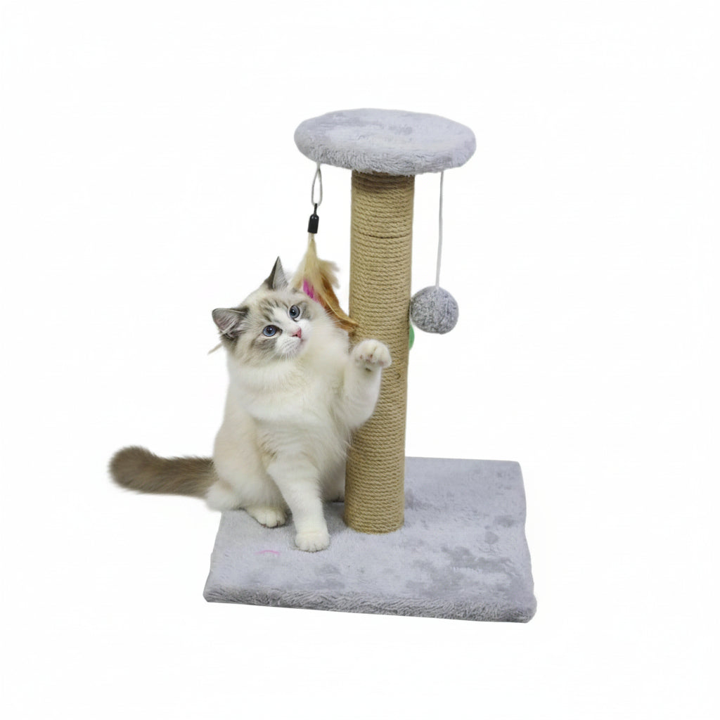 Rascador de Sisal Gris con Base Antideslizante para Gatos