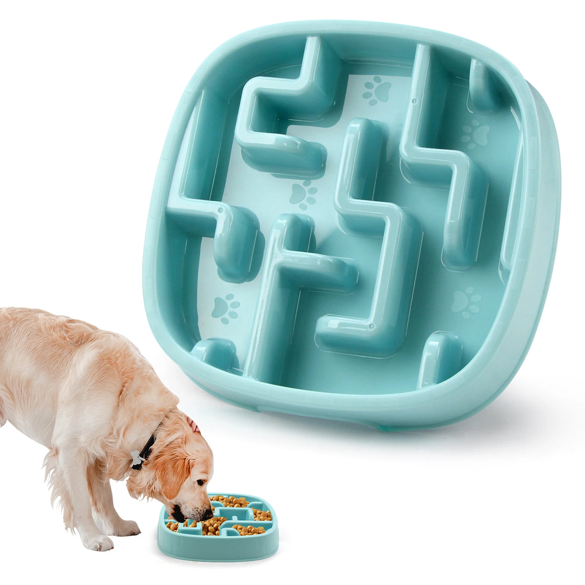 Comedero Laberinto de Comida Lenta para Perros y Gatos - Azul Macaron B