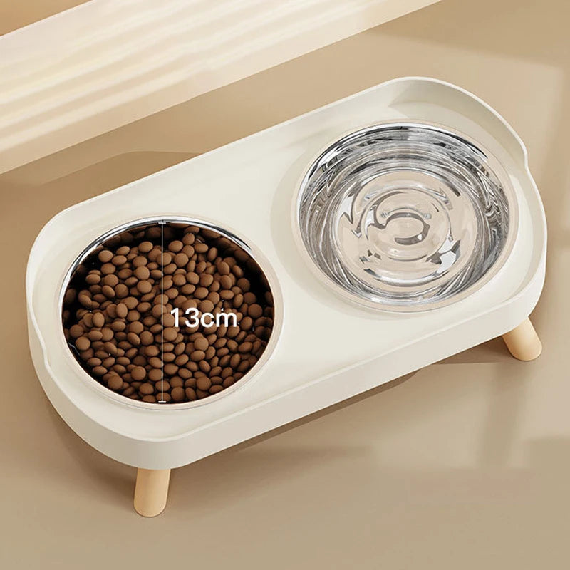 Comedero Doble de Acero Inoxidable para Perros y Gatos