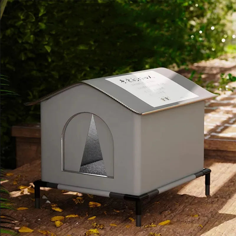 Wetterfeste, erhöhte Hundehütte für kleine Hunde