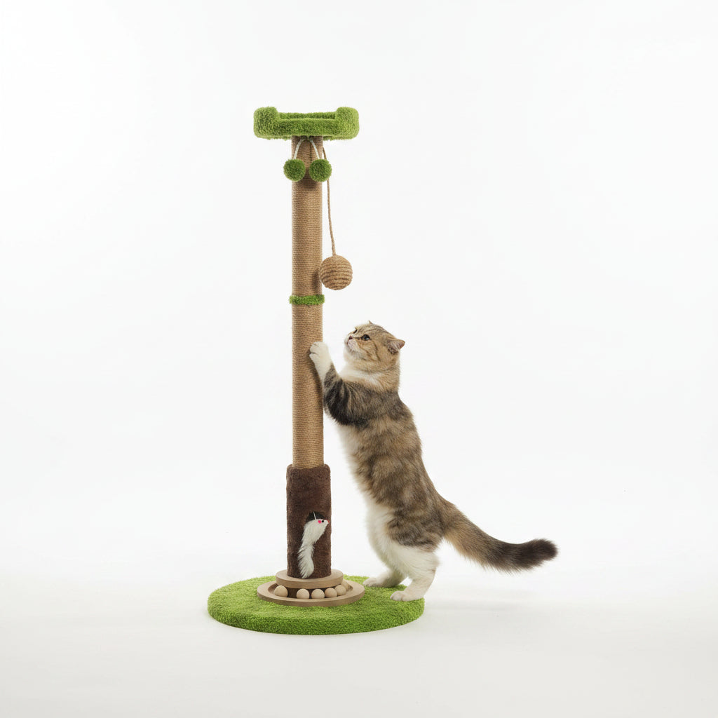 Árbol Rascador para Gatos con Casita y Bolas Colgantes