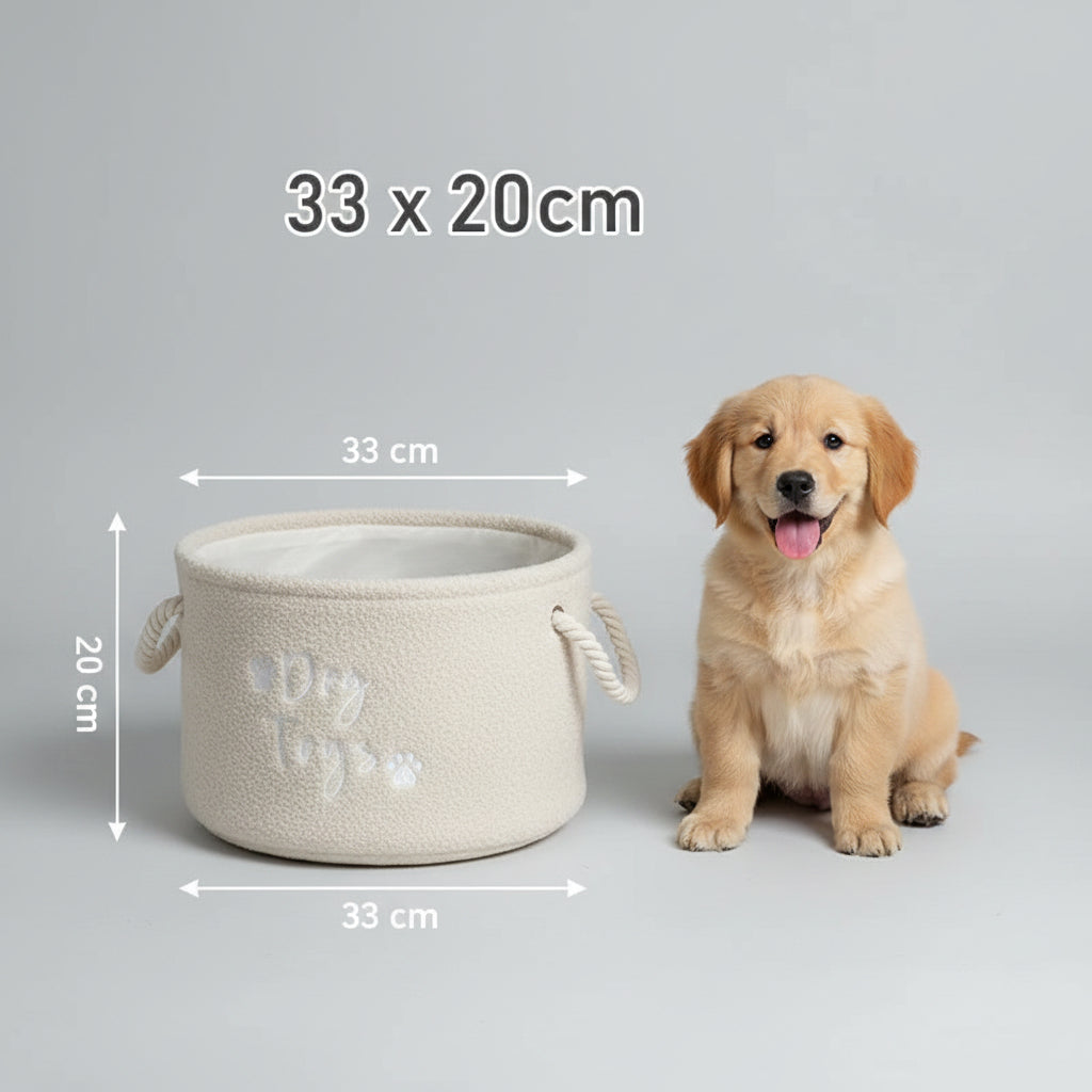 Plush Dog Toy Basket Foldable Storage Dog Toy Box with Comfortable Handle Suitable for Storing Pet Toy Accessories