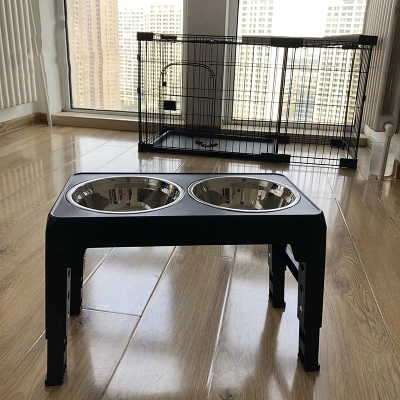 Comedero Doble Elevado Ajustable de Acero Inoxidable – Saludable, Duradero y Cómodo