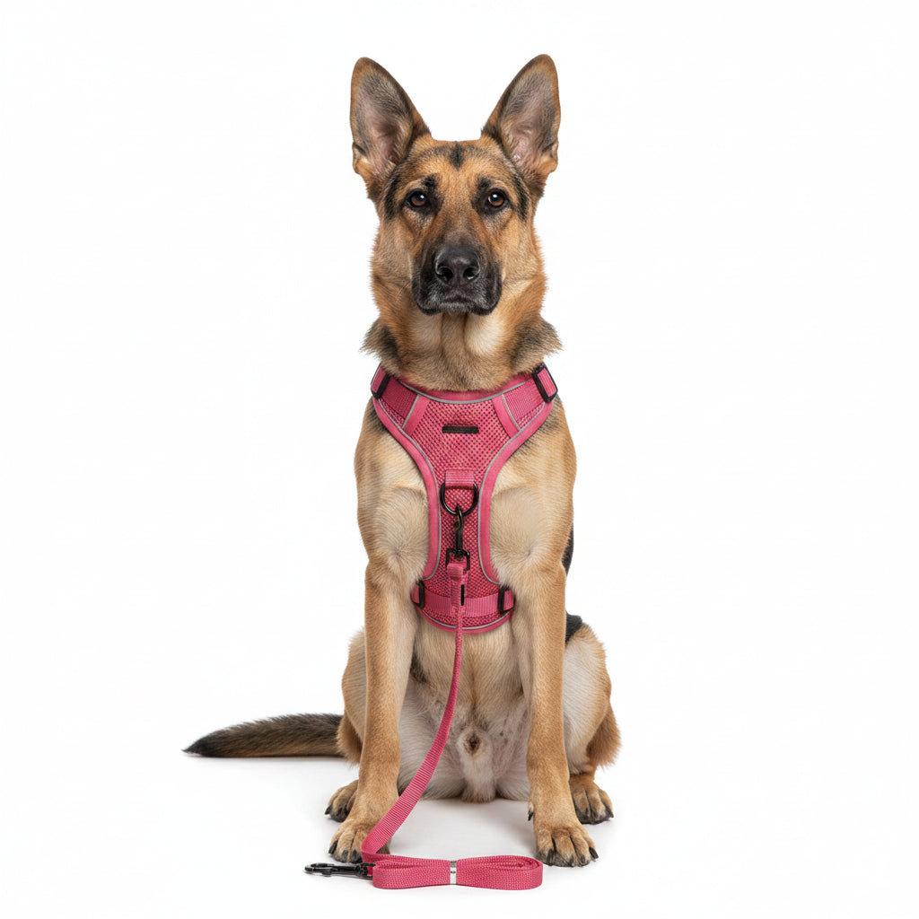 Arnés Ajustable con Correa para Perro y Gato - Rojo Rosado