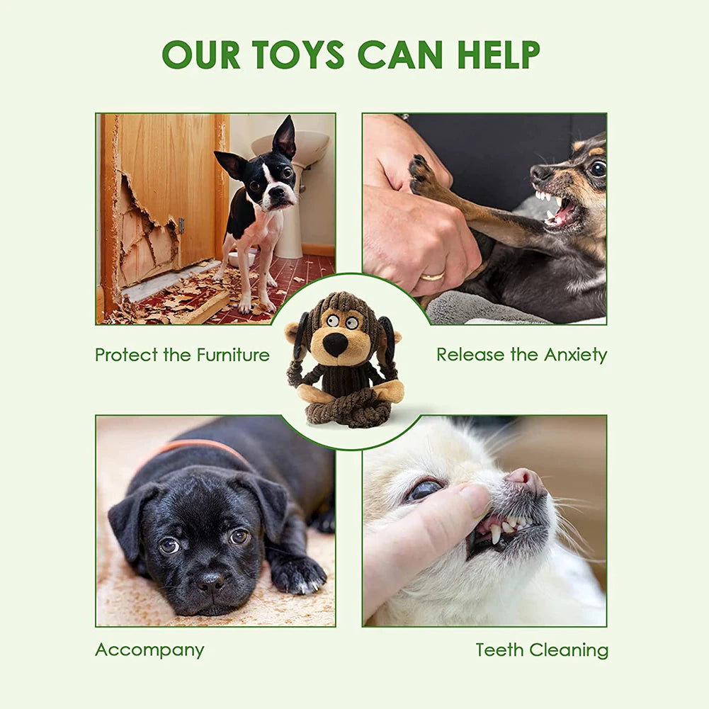 Juguete de Peluche Chirriante para Perros - Mono, Vaca y Osito