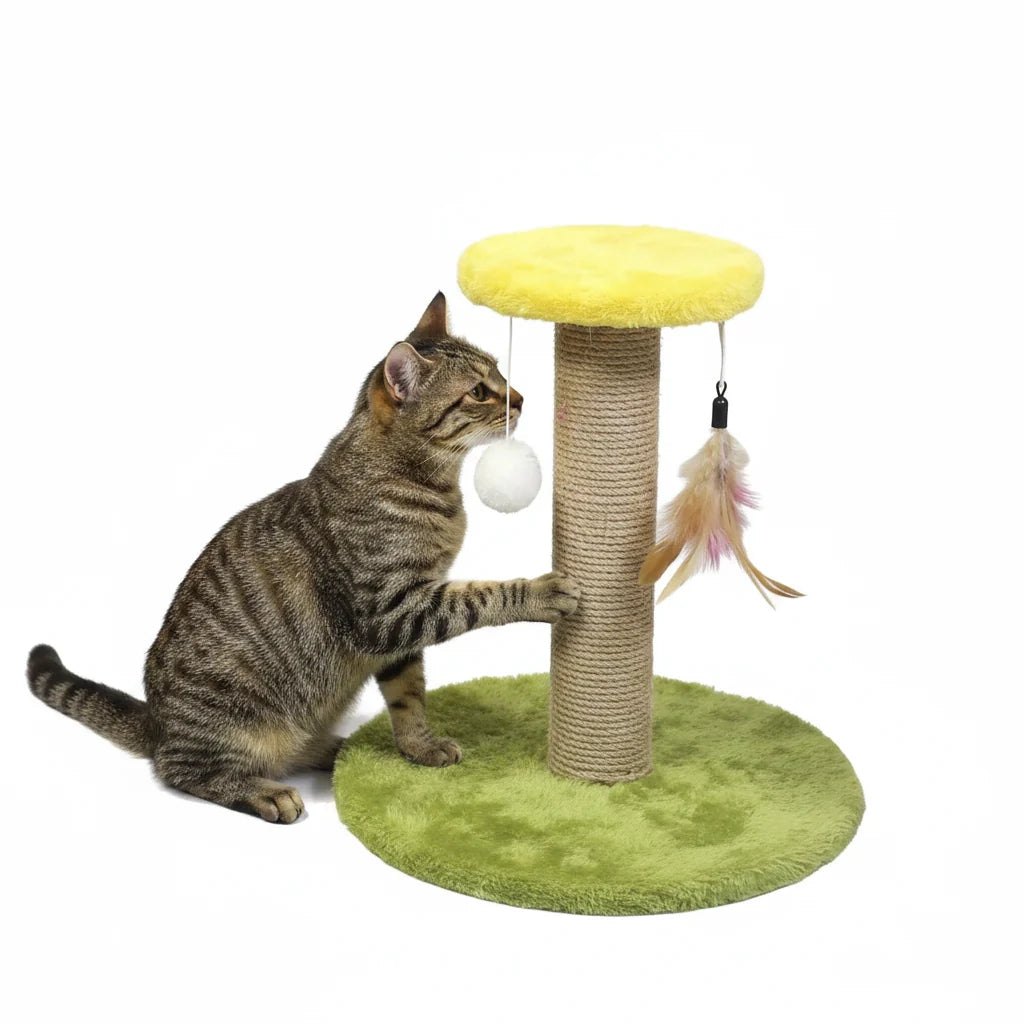 Rascador de Sisal Verde con Base Antideslizante para Gatos