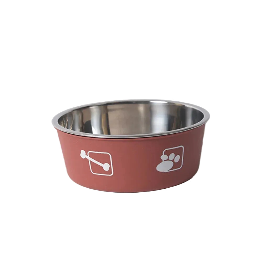 Comedero de Acero Doble Capa para Gatos y Perros - Rojo