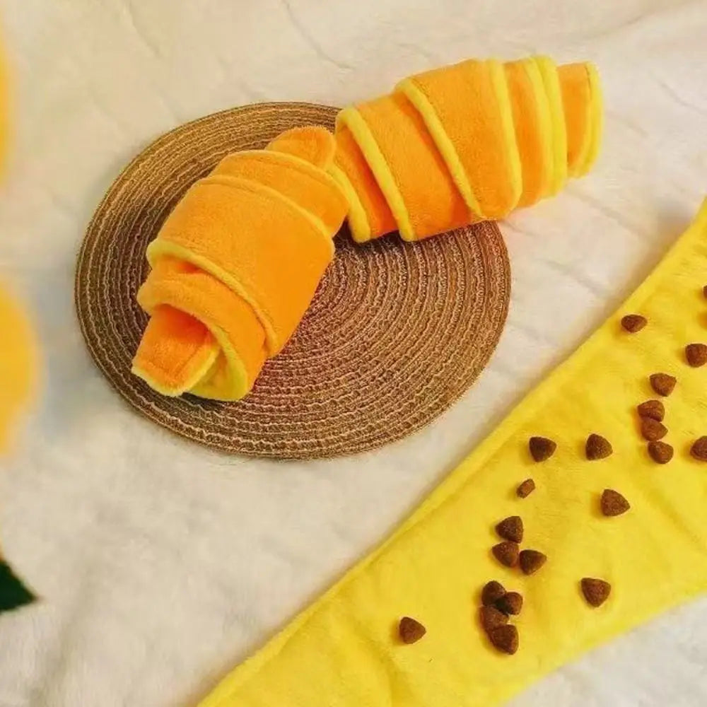Juguete Croissant de Peluche Dispensador de Premios para Perros
