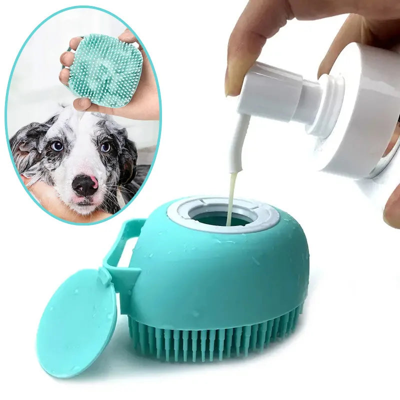 Guante de Silicona en Forma de Corazón para Baño y Masaje de Mascotas