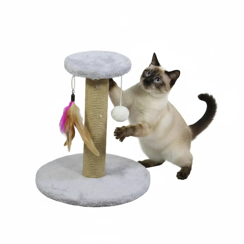 Rascador de Sisal Gris con Base Antideslizante para Gatos