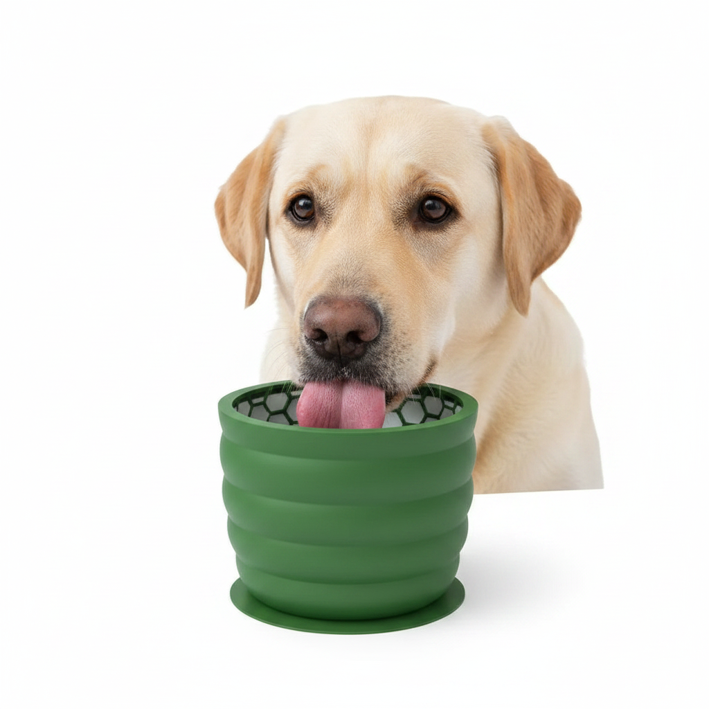 Vaso de Silicona Lamedor para Perros - Tamaño Pequeño Verde