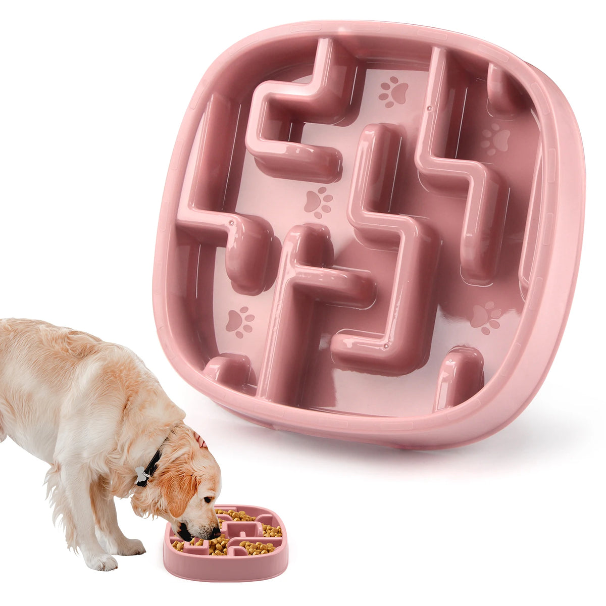 Comedero Laberinto de Comida Lenta para Perros y Gatos - Rosa Macaron B