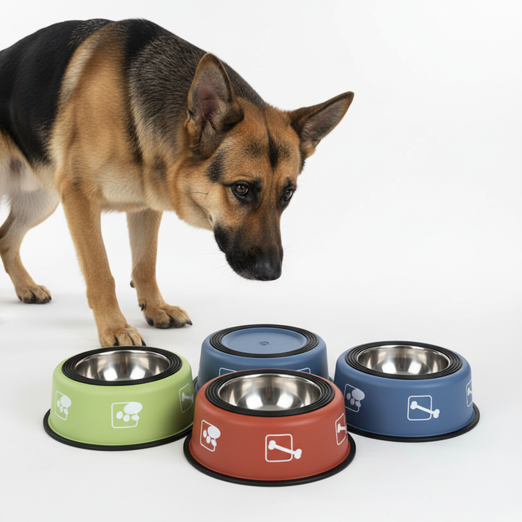Comedero de Acero Doble Capa para Gatos y Perros - Rojo