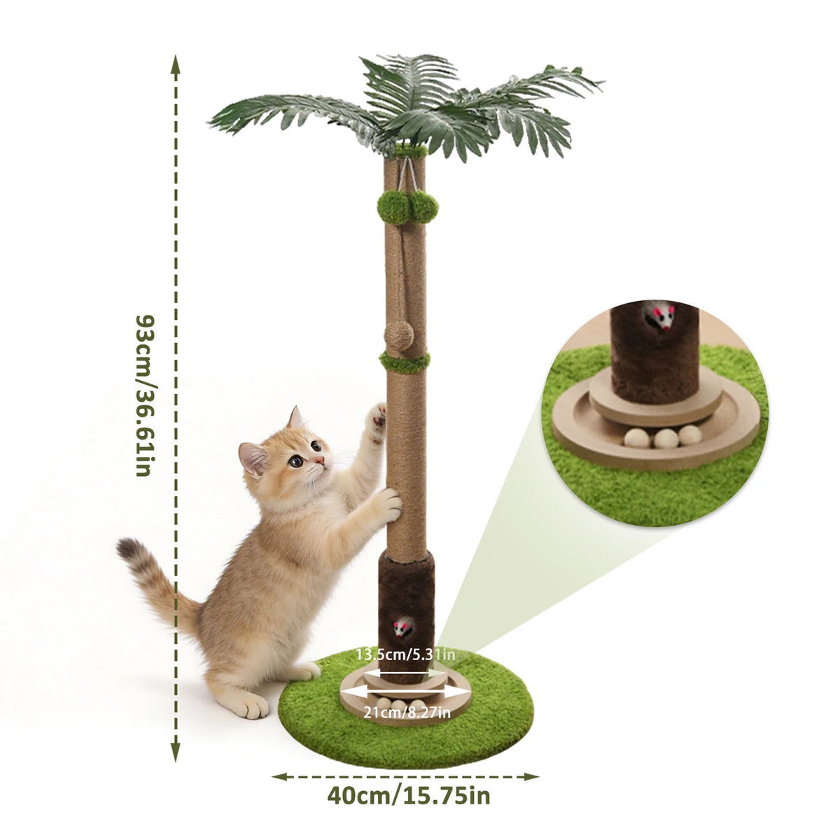 Árbol Rascador para Gatos con Casita y Bolas Colgantes