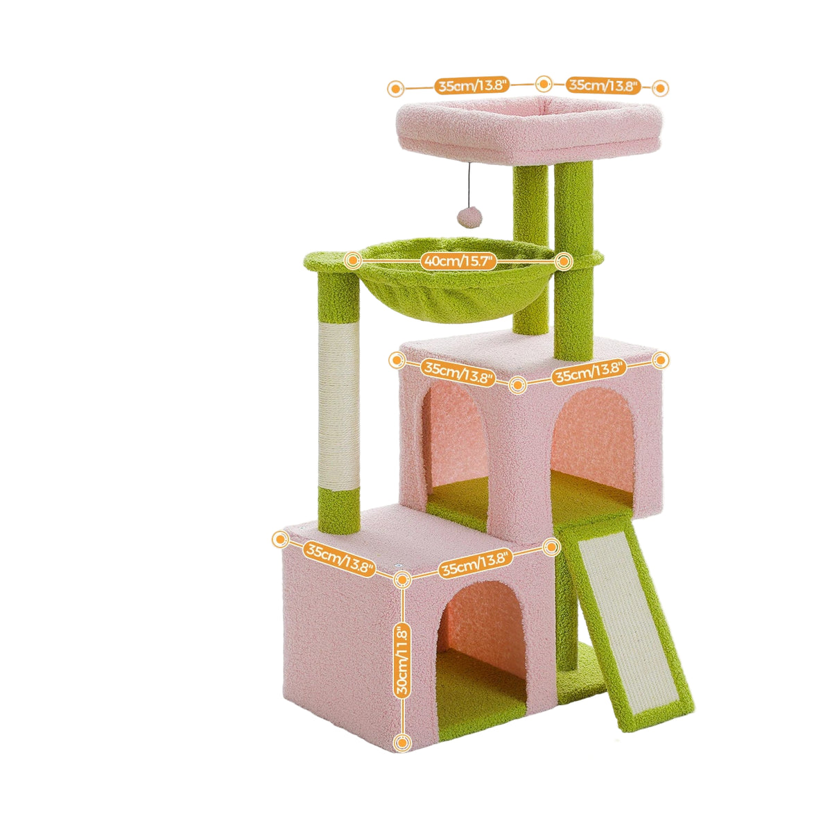 Árbol Rascador Grande para Gatos Rosa y Verde – Diversión, Confort y Estilo