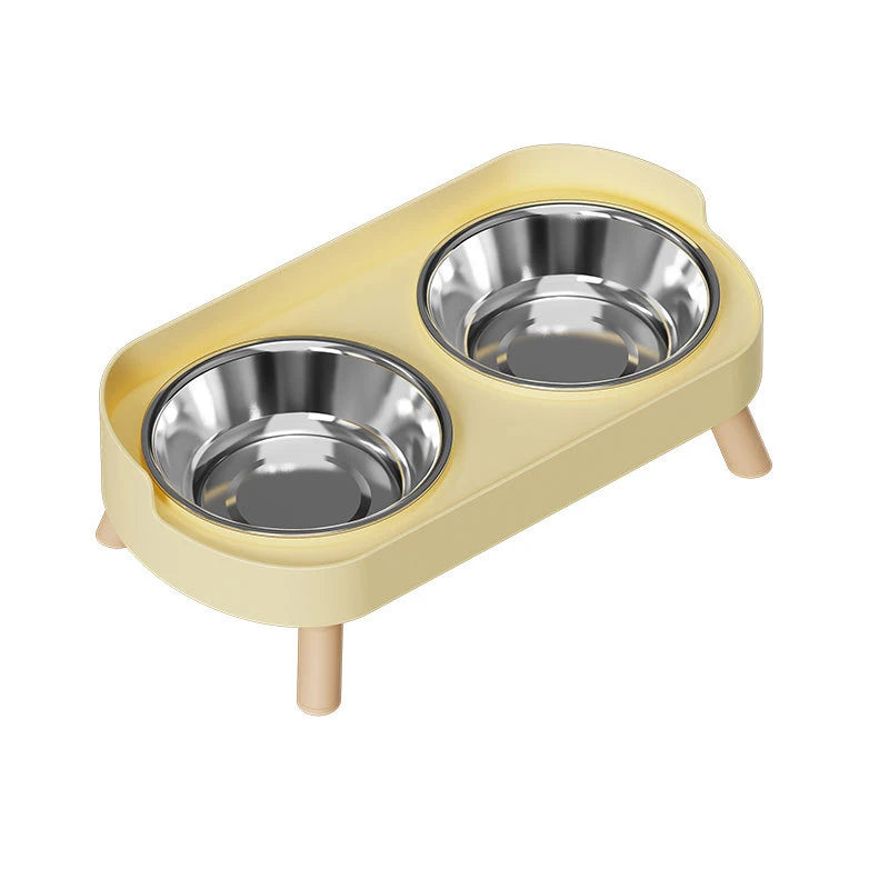 Comedero Doble de Acero Inoxidable para Perros y Gatos