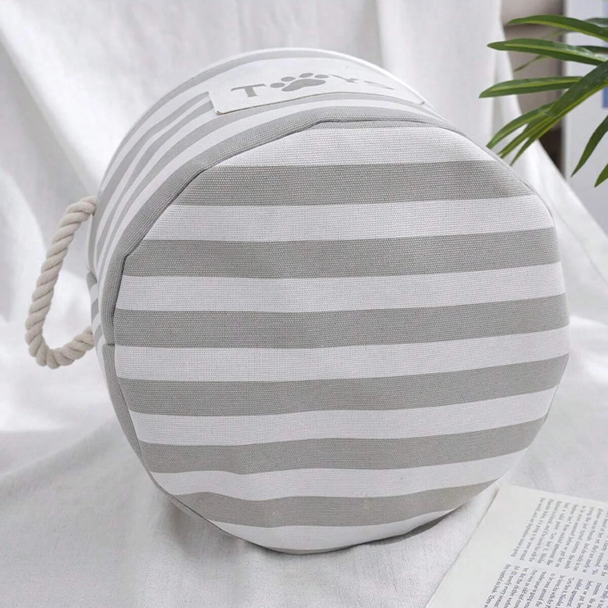 Cesta Organizadora Plegable de Rayas para Juguetes de Perro