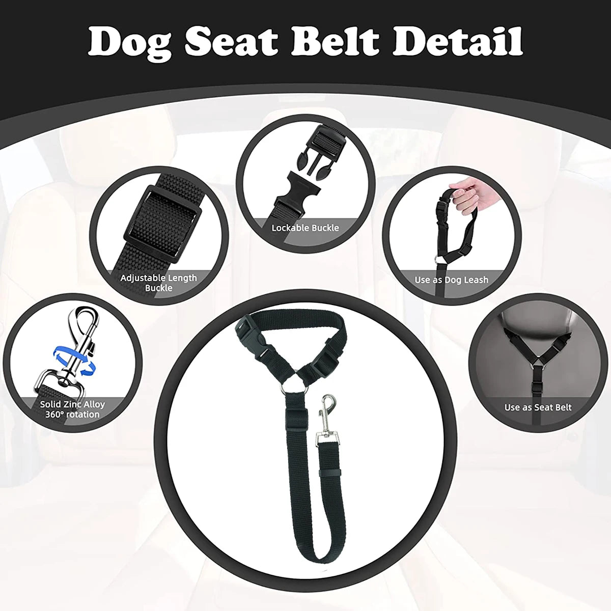 Cinturón de Seguridad Ajustable para Perros