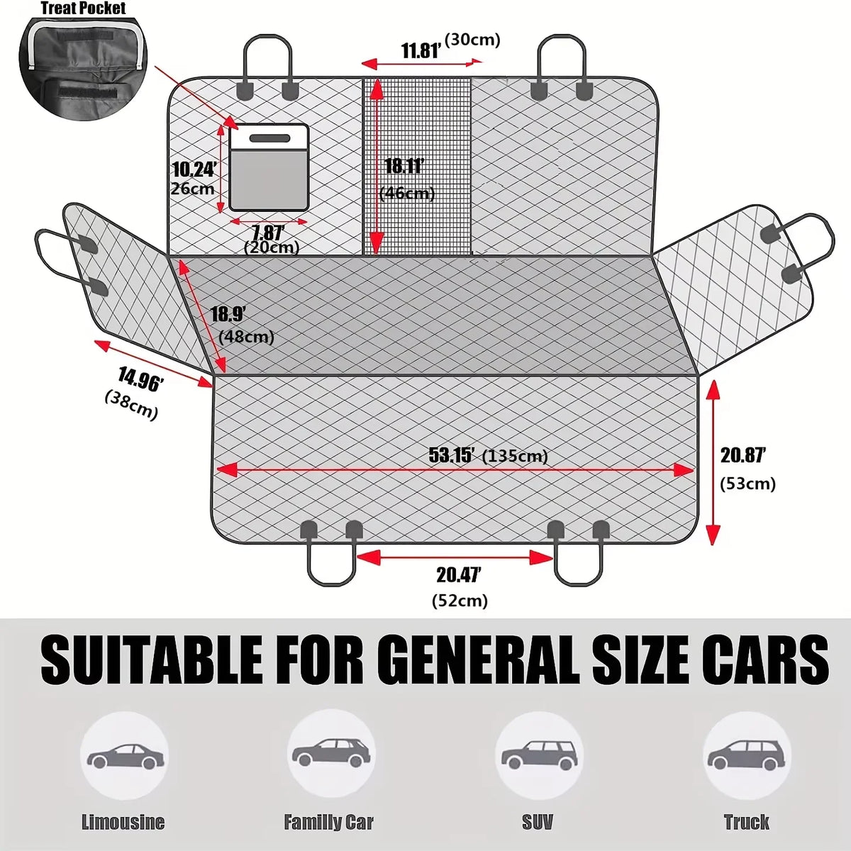 Funda Protectora Impermeable de Tejido Oxford para Asiento Trasero de Coche