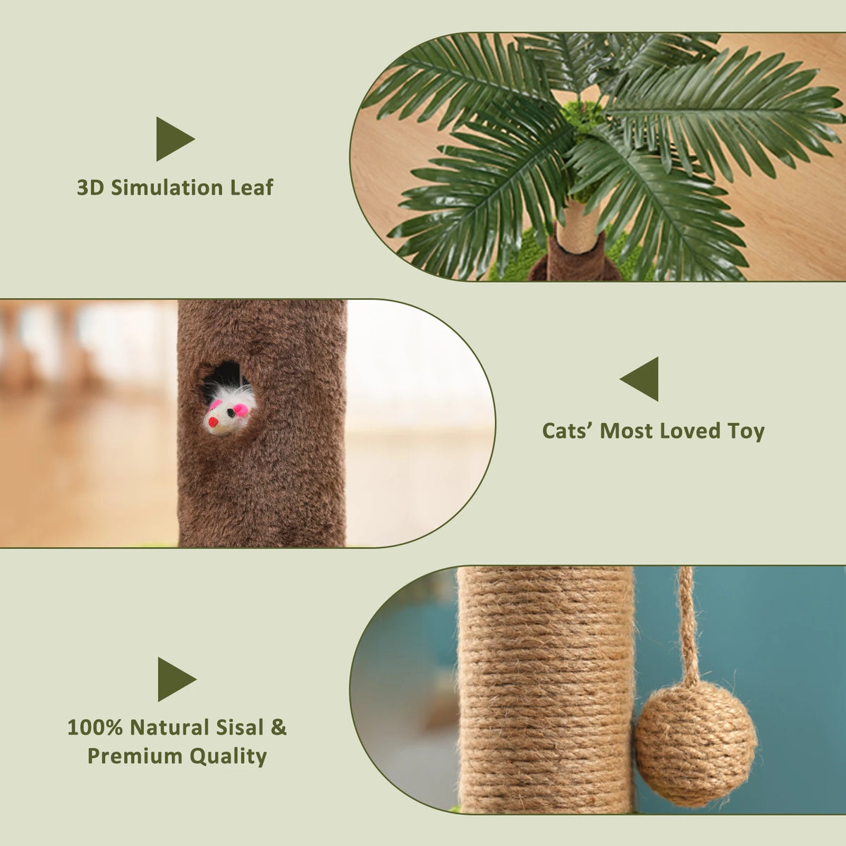 Árbol Rascador para Gatos con Casita y Bolas Colgantes