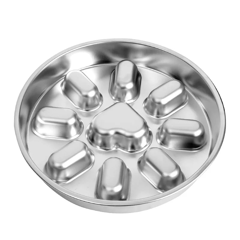 Comedero de Acero Antiahogo para Perros y Gatos - Blanco