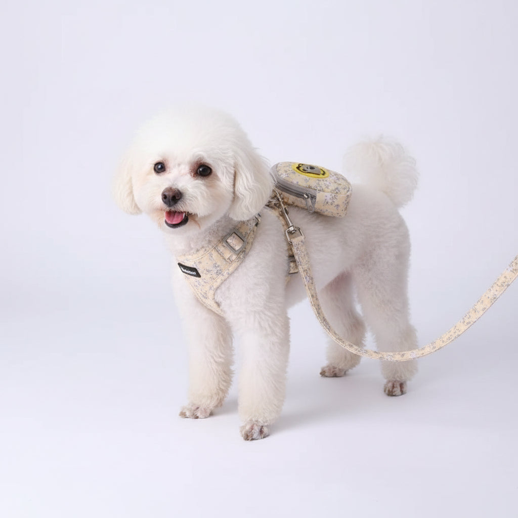 Set de Arnés Floral con Mini Mochila para Perros y Gatos