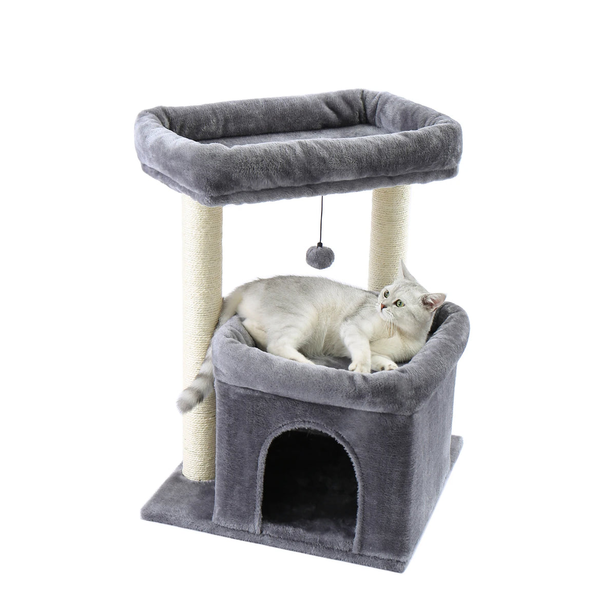 Árbol Rascador para Gatos con Cueva y Plataformas – Comodidad, Diversión y Seguridad - 48 x 48 x 68 cm