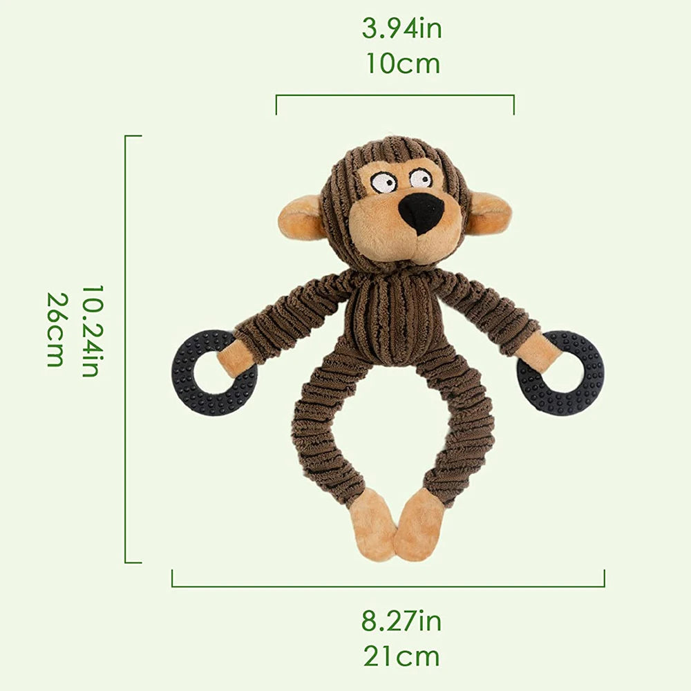 Juguete de Peluche Chirriante para Perros - Mono, Vaca y Osito