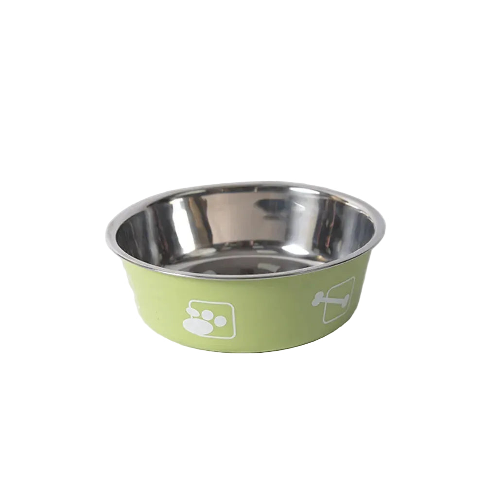 Comedero de Acero Doble Capa para Gatos y Perros - Verde