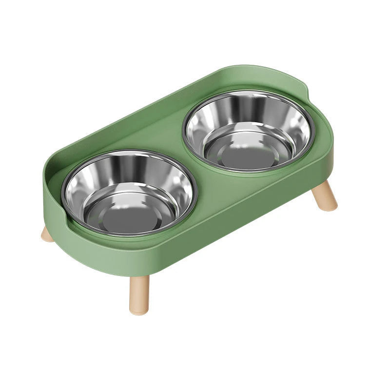 Comedero Doble de Acero Inoxidable para Perros y Gatos