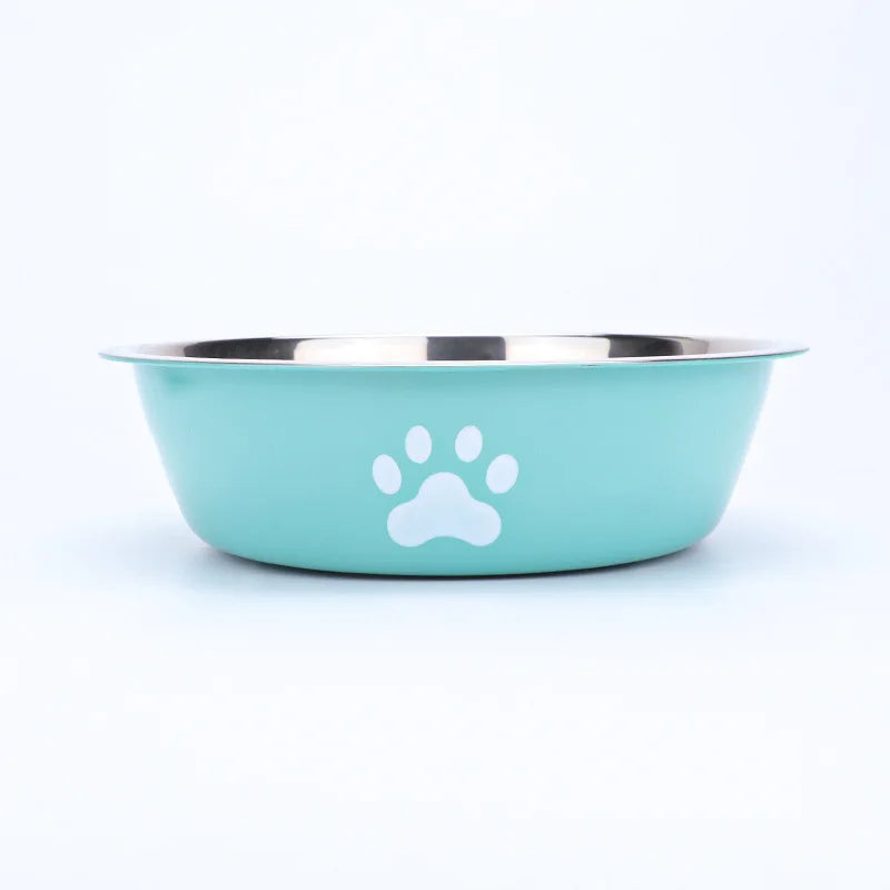 Comedero de Acero con Huellitas para Perros y Gatos - Azul