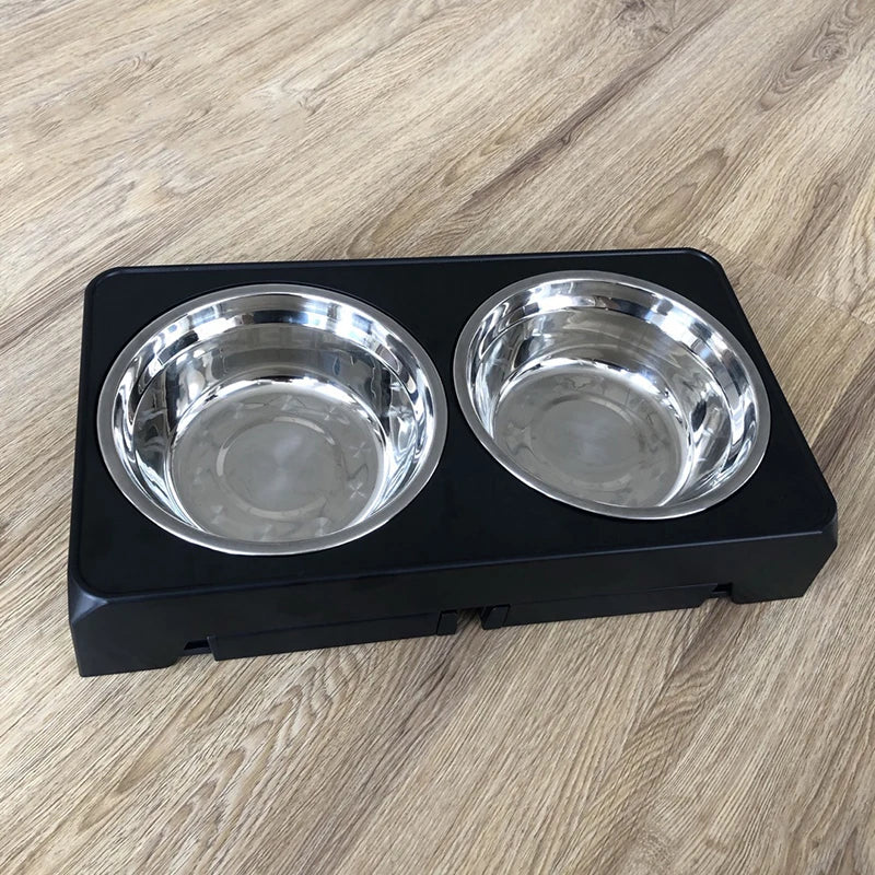 Comedero Doble Elevado Ajustable de Acero Inoxidable – Saludable, Duradero y Cómodo