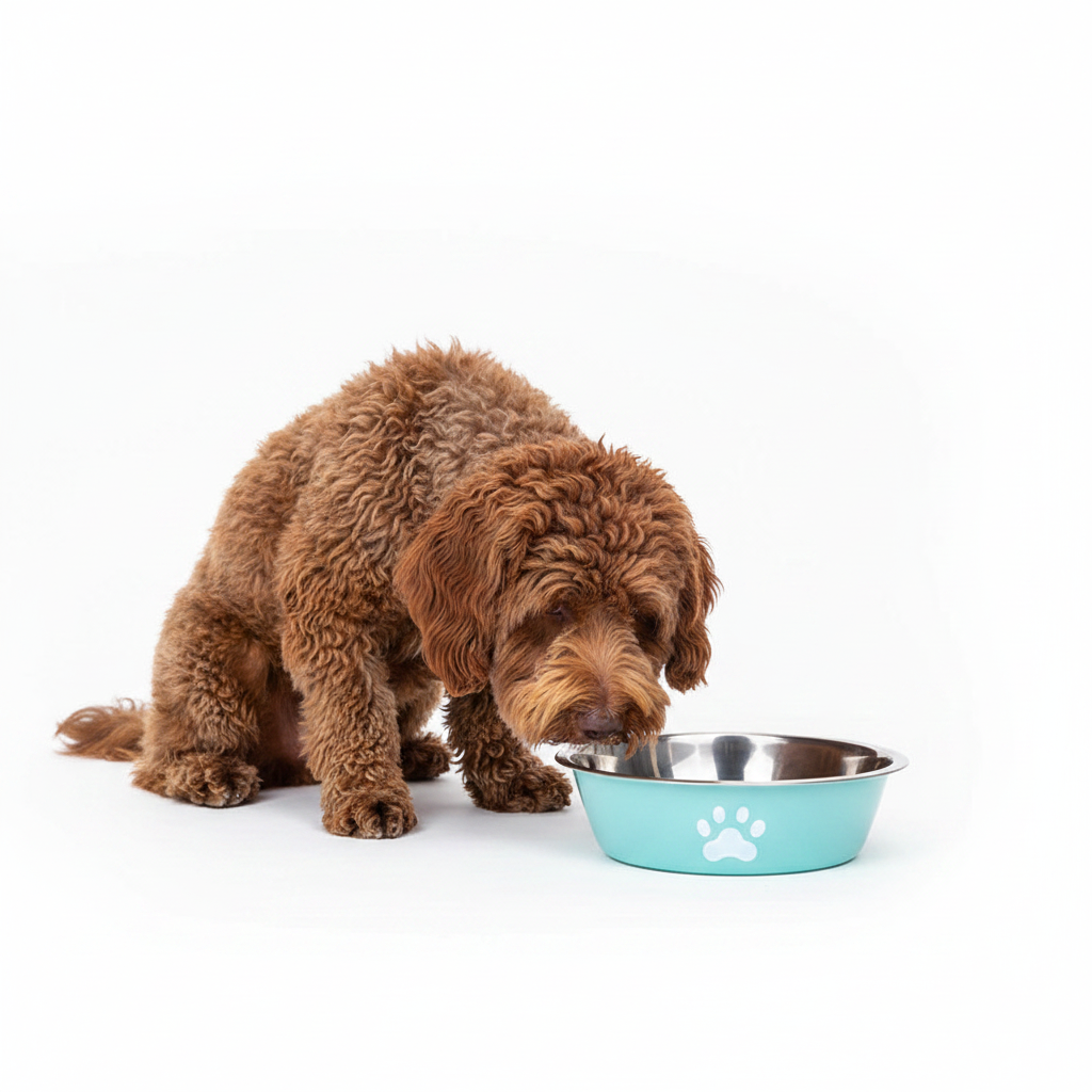 Comedero de Acero con Huellitas para Perros y Gatos - Azul