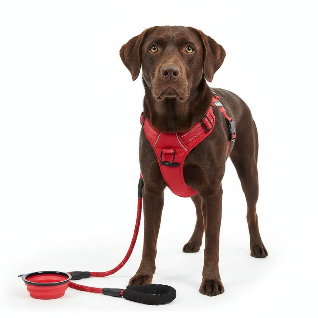 Arnés Reflectante con Correa y Bol Plegable para Perros