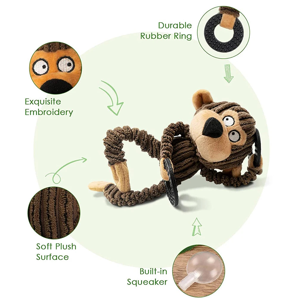 Juguete de Peluche Chirriante para Perros - Mono, Vaca y Osito