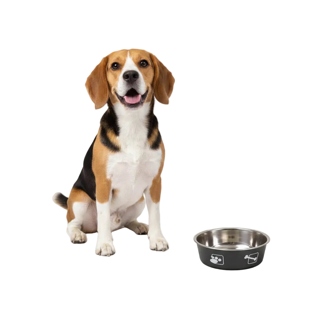 Comedero de Acero Doble Capa para Gatos y Perros - Negro