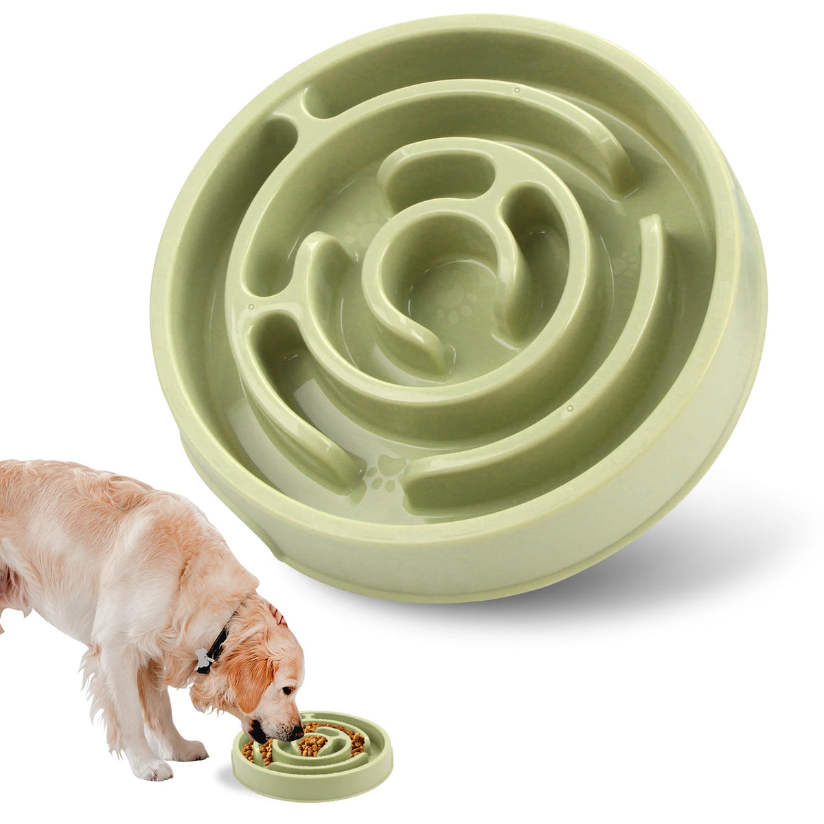Comedero Laberinto de Comida Lenta para Perros y Gatos - Verde Macaron