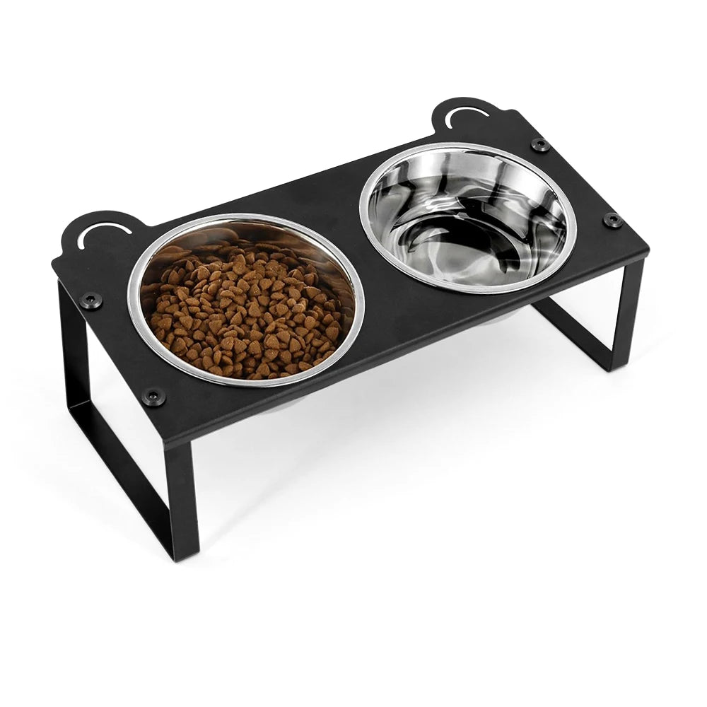 Comedero Doble Inclinable de Acero Inoxidable para Gatos y Perros – Ergonómico, Limpio y Moderno