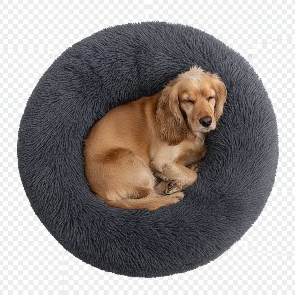 Orthopedic Donut Dog Bed - Calming Anti-Anxiety Pet Sofa Lounger, Washable for Small Large Dogs Cats, Comfortable Memory Mat