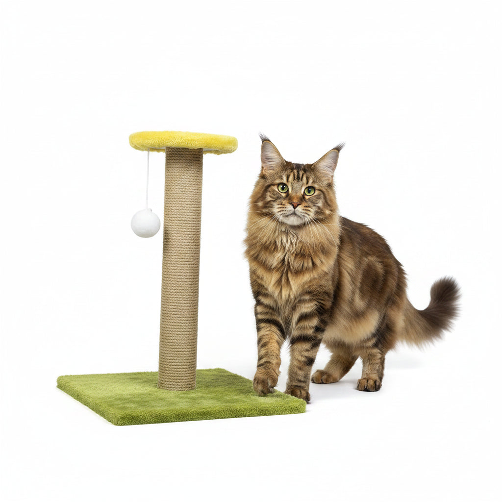 Rascador de Sisal Verde con Base Antideslizante para Gatos