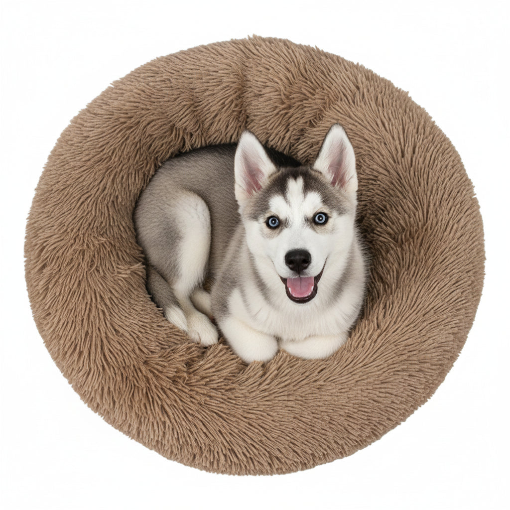 Orthopedic Donut Dog Bed - Calming Anti-Anxiety Pet Sofa Lounger, Washable for Small Large Dogs Cats, Comfortable Memory Mat