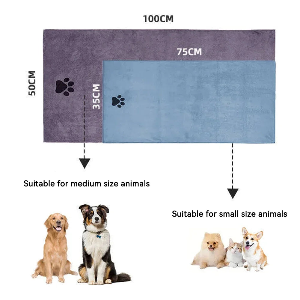 Toalla de Microfibra Bordada para Perros y Gatos