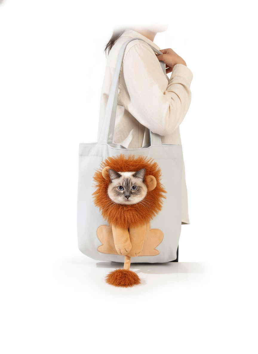 Bolso de Lona con Forma de León para Gatos - imagen 2
