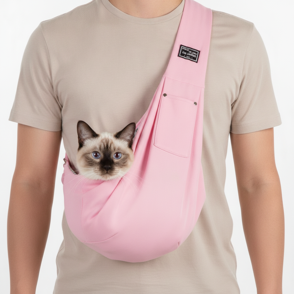 Bolso Bandolera para Mascotas en Rosa y Gris Claro - imagen 2