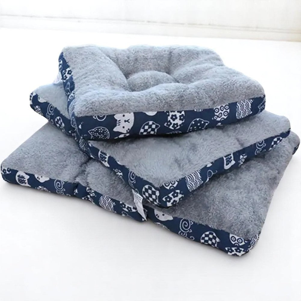 Cama Azul de Algodón Ultrasuave para Perros y Gatos