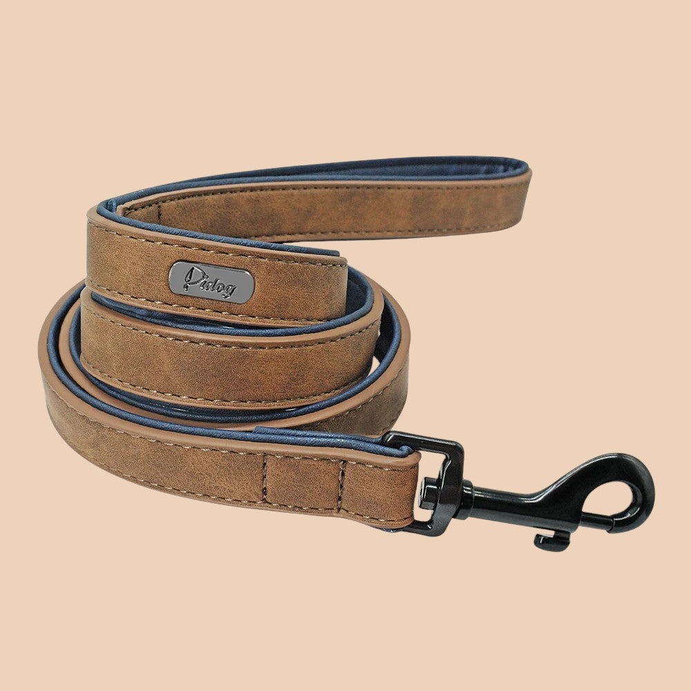 Correa Azul de Cuero Premium para Perros