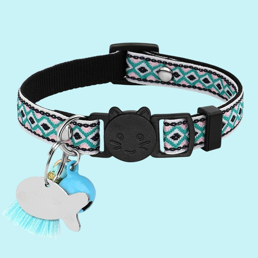 Collar de Nylon y Bordado para Gatos y Perros Pequeños Azul