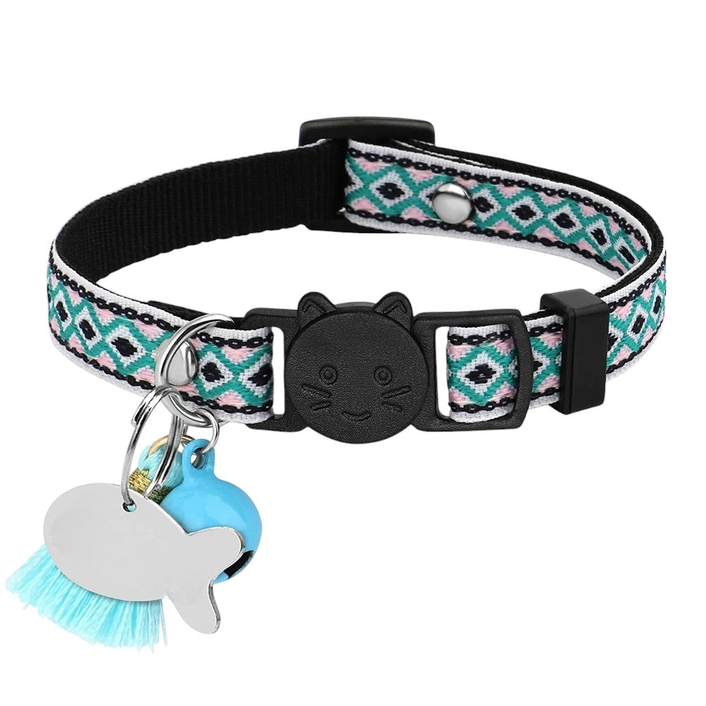 Collar de Nylon y Bordado para Gatos y Perros Pequeños Azul